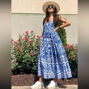 Antonio Melani Gabriela Printed Cotton Poplin Sweetheart Neckline Dress